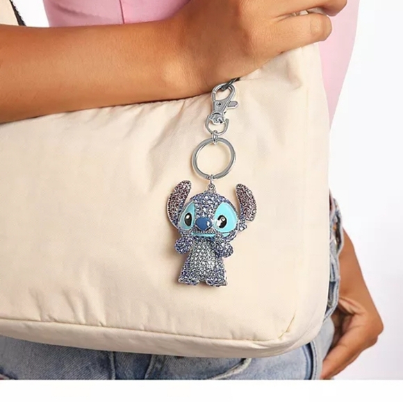 🔹️ Disney🔹️ Stitch Pave 3D Bling Keychain - Bag Charm Key accessory🔹️💙 - Picture 4 of 7